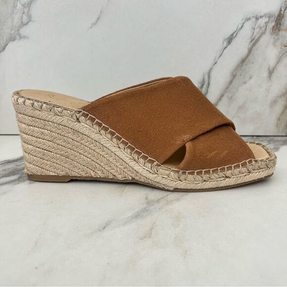 SPLENDID Britt Square Toe Cross Strap Espadrille Wedge in Brown Suede Size 10 - Picture 14 of 14